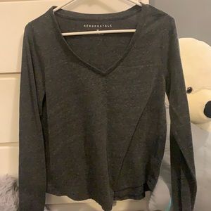 Dark grey long sleeve v-neck